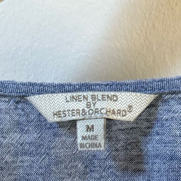 Linen Blend By Hester & Orchard Linen Blend V Neck Tunic with Sleeve Tie M NWOT - Picture 15 of 15